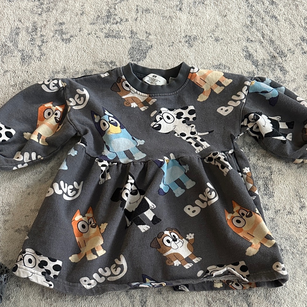 HM Gray Bluey Patterned Toddler Dress